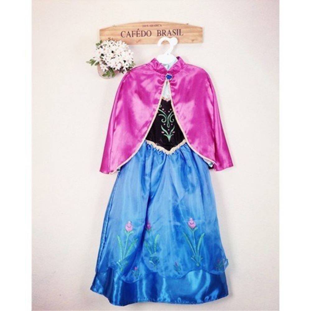 アナと雪の女王 コスプレ 衣装 フローズン アナ マント付 子供用ワンピース 子供用ドレス Frozen - 画像1