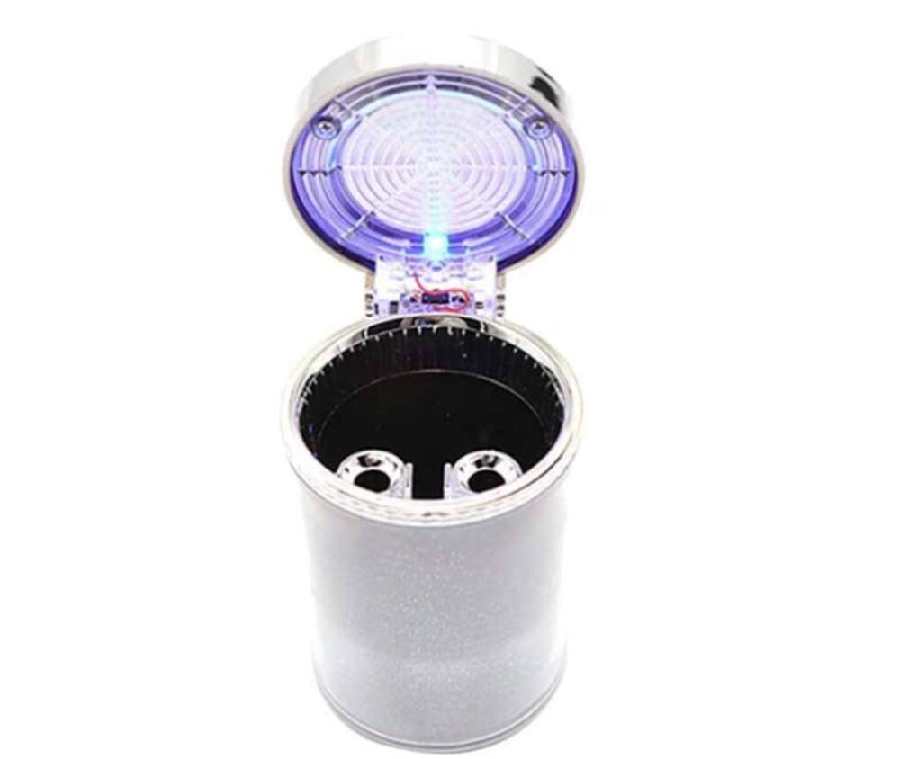 灰皿 車 カー用品 LEDライト タバコ 喫煙 スモーク カップホルダー シガレット おしゃれ 銀