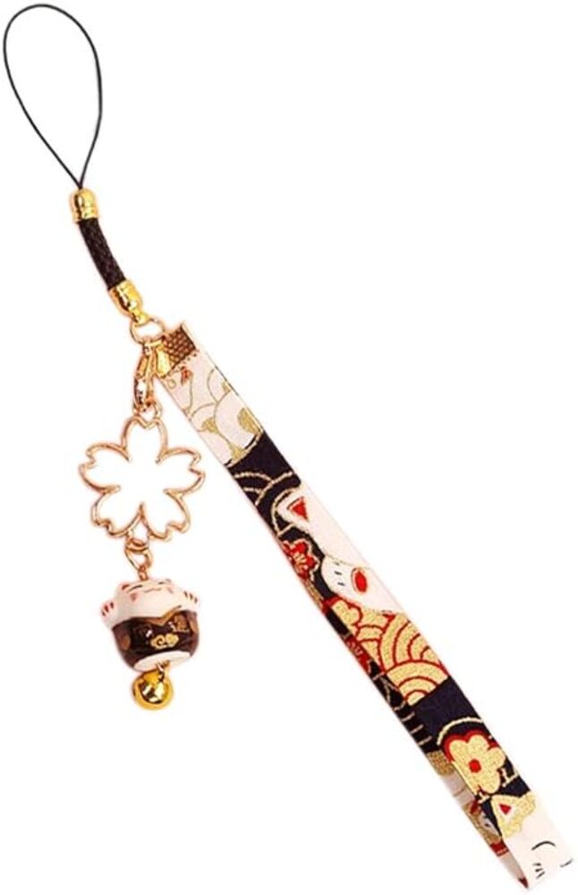 プレゼント ギフト ホルダー イラスト キーホルダー 和柄 さくら ストラップ  濃紺