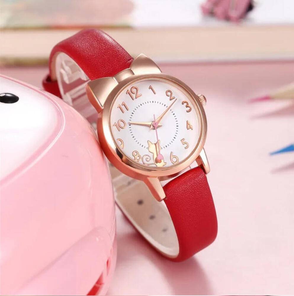 子供用腕時計 女の子 キッズウォッチ こども 猫耳 ネコ クォーツ プレゼント クリスマス - 画像2
