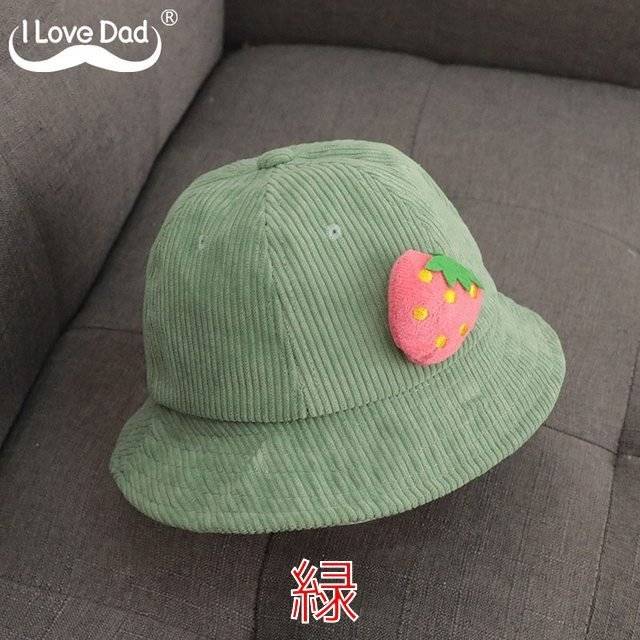 帽子 ハット 子供 キッズ 赤ちゃん 幼児 バケットハット バケハ フルーツ かわいい コーデュロイ 緑