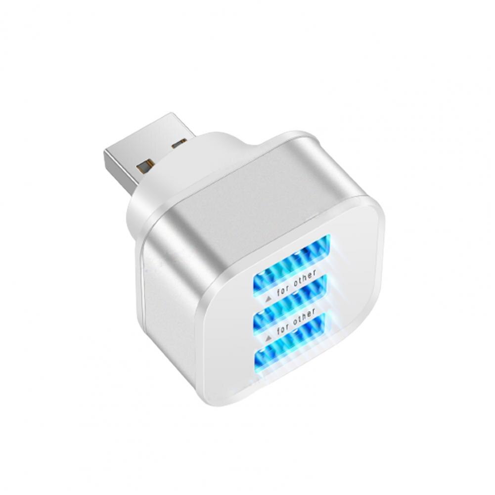 3ポート USBハブ スマホ パソコン 充電 アダプター コンパクト マルチUSB 銀