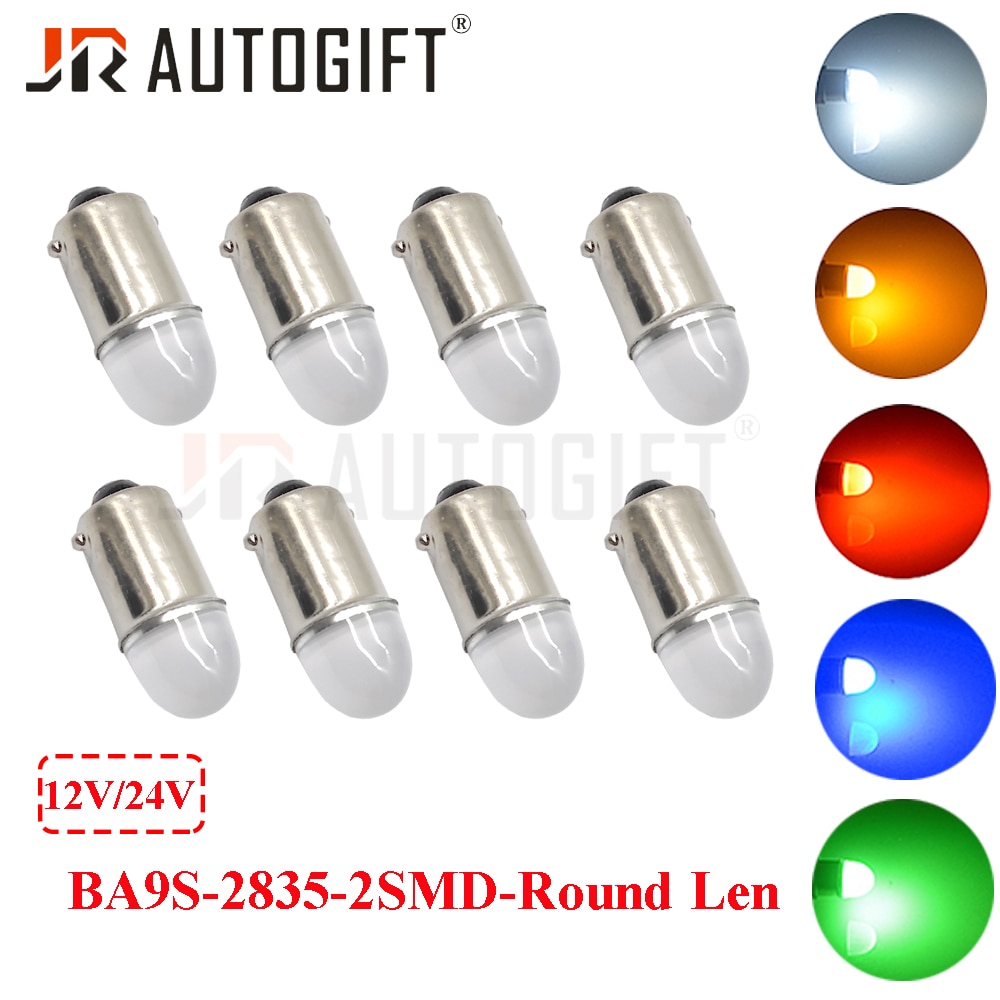 100PCS 車用 Ba9s ソケット T4w 2835 2SMD LED 自動 ウェッジ マーカー DC12V / 24V  白 - 12V