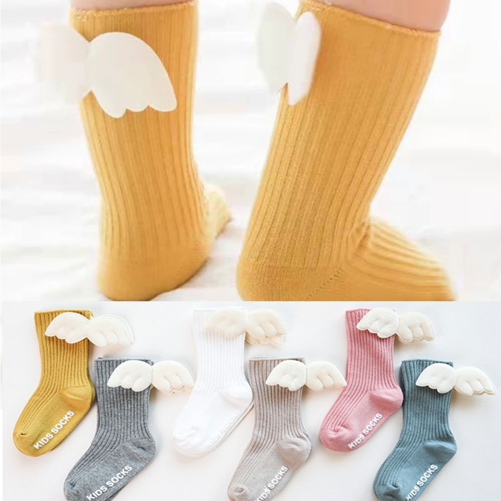 ベビーソックス 天使の羽 付き 出産祝い 赤ちゃん用 可愛いリブ靴下 滑り止め付き ベビー 天使