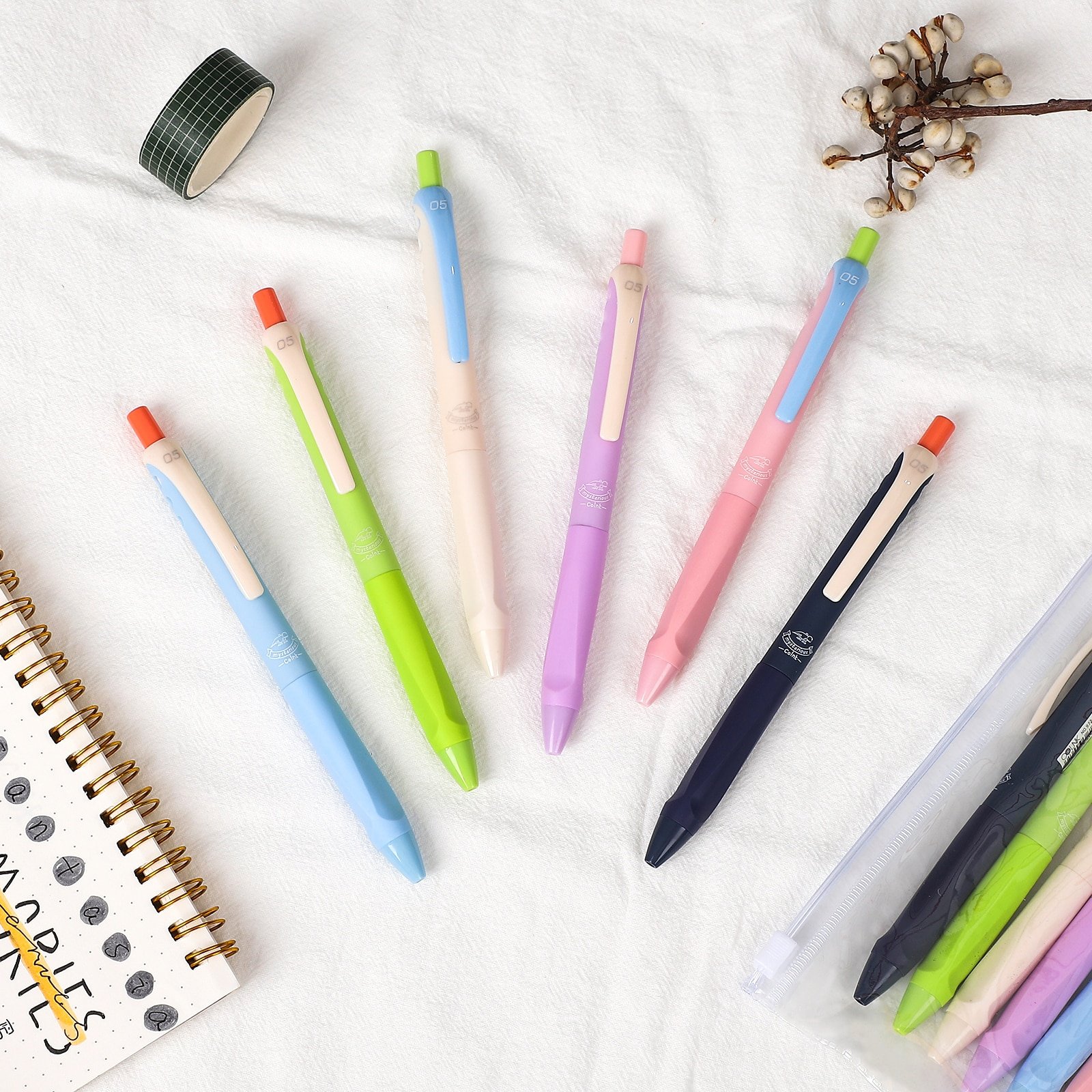文房具 ボールペン 黒 6本セット0.5mm 韓国 ペン ジャーナル カラフル 学校 入学祝い 6個