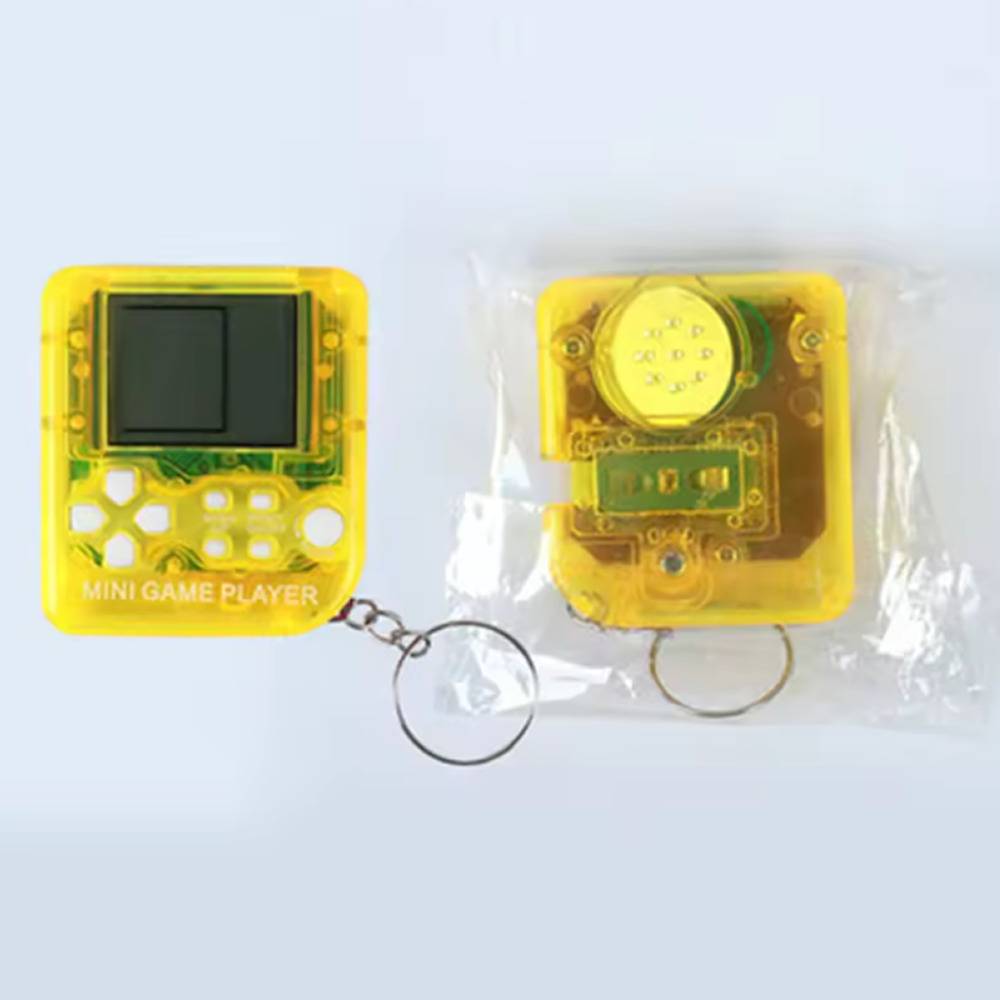 ミニゲーム キーホルダー おしゃれ パズル レトロ ノスタルジー 子供 大人 キッズ ブロック ドット絵 clearyellow