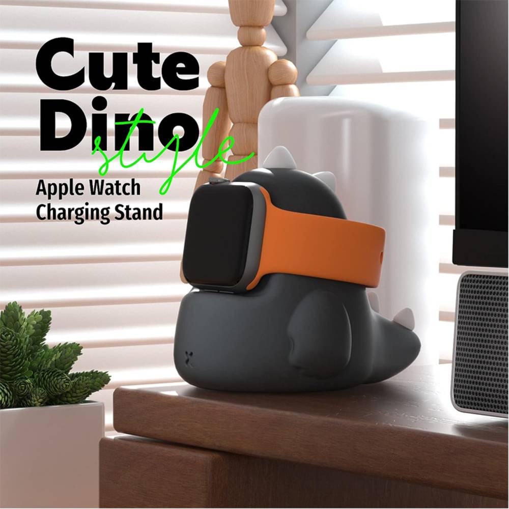 アップル ウォッチ 卓上 充電 スタンド Qi USB 恐竜 AppleWatch  ブラック - 画像2