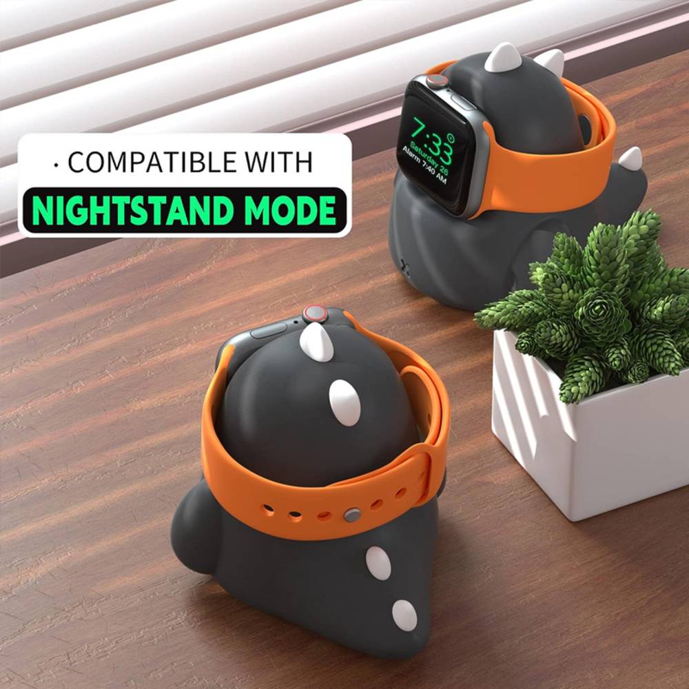 アップル ウォッチ 卓上 充電 スタンド Qi USB 恐竜 AppleWatch  ブラック - 画像3