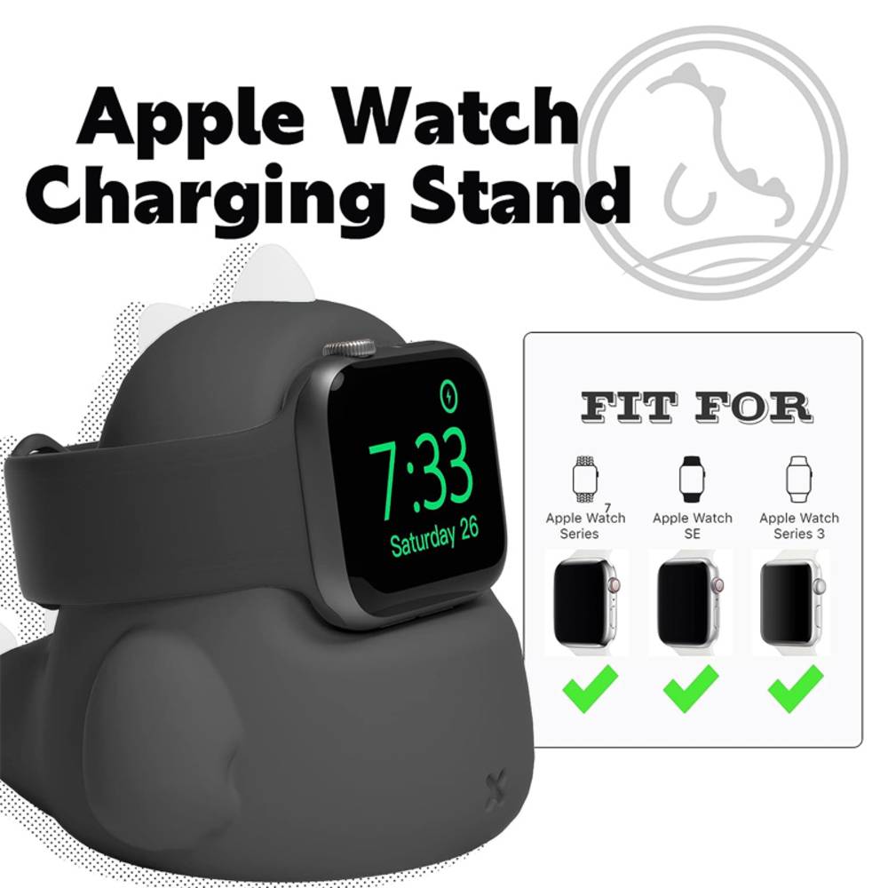 アップル ウォッチ 卓上 充電 スタンド Qi USB 恐竜 AppleWatch  ブラック - 画像7