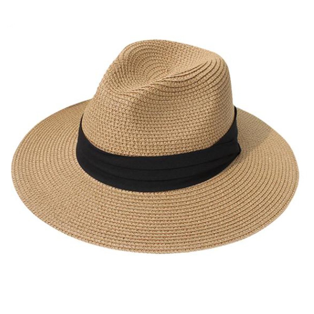 帽子 麦わら帽子 おしゃれ  UV 男女兼用 ユニセックス ストローハット パナマハット  カーキC