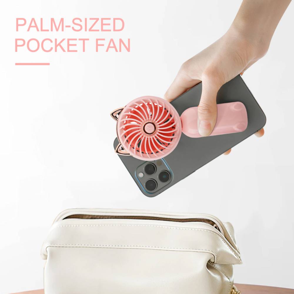 扇風機 ハンディファン 猫型 卓上扇風機 手持ち USB充電 3段階 14500mAh 大風量 長時間 軽量 アウトドア 遠足 クリーム - 画像3