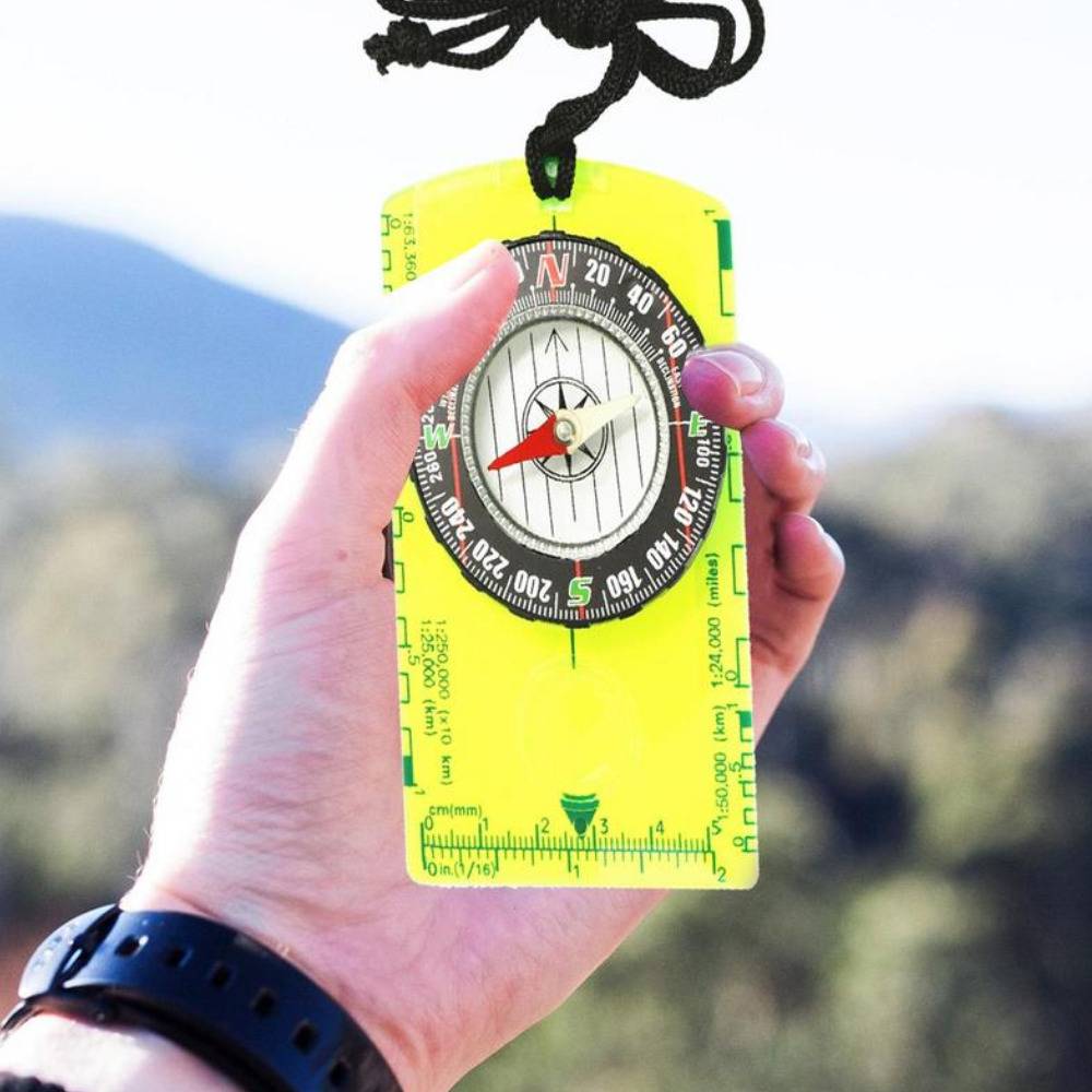 コンパス キャンプ アウトドア ハイキング 釣り 子供 地図 軽量 拡大鏡 定規 ストラップ付き  - 画像3