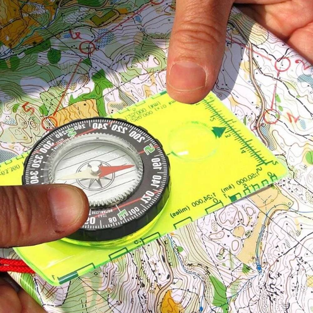 コンパス キャンプ アウトドア ハイキング 釣り 子供 地図 軽量 拡大鏡 定規 ストラップ付き  - 画像5