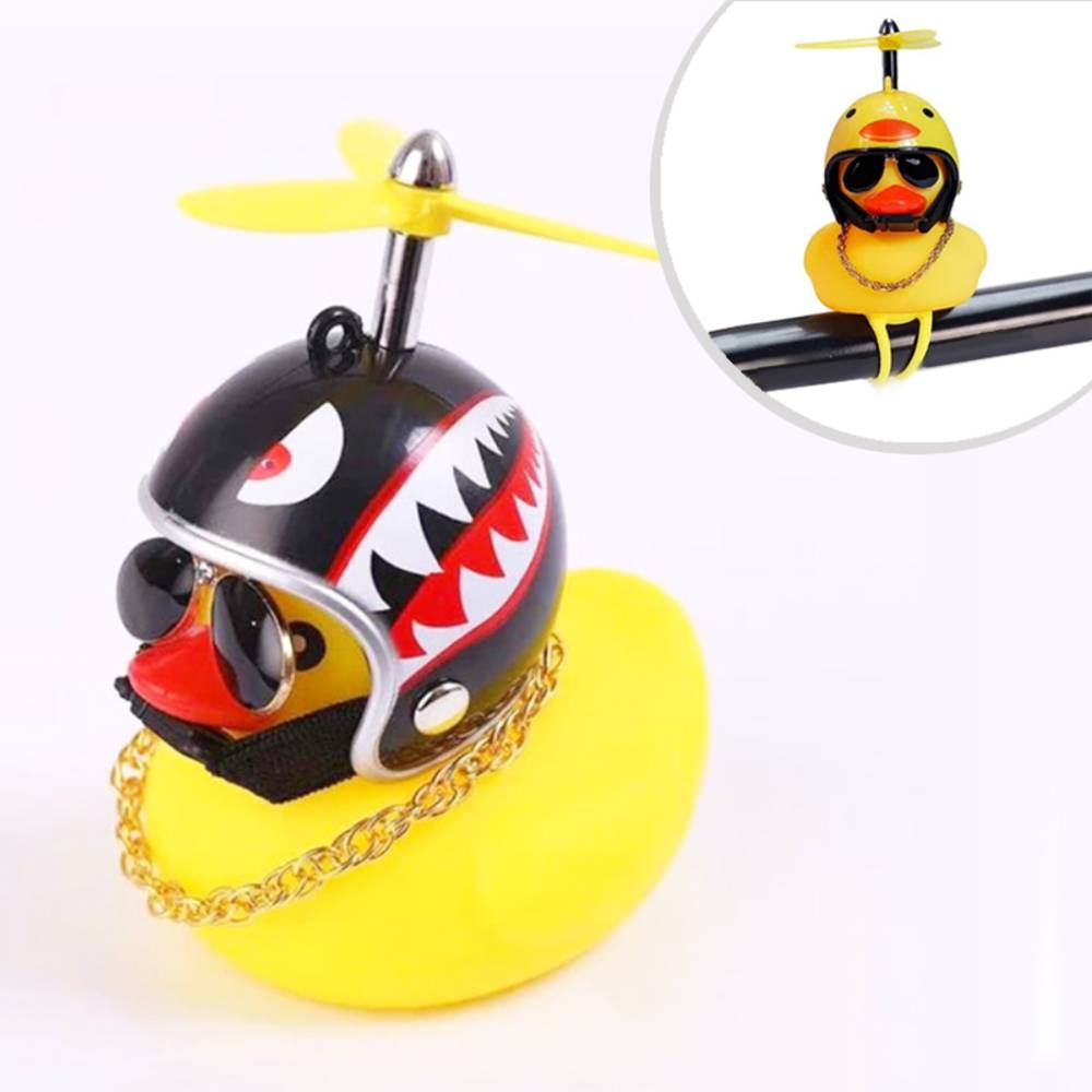 アヒル ヘルメット 音が鳴る  自転車ベル 自転車グッズ ロードバイク  プロペラ付き 黄  サメ