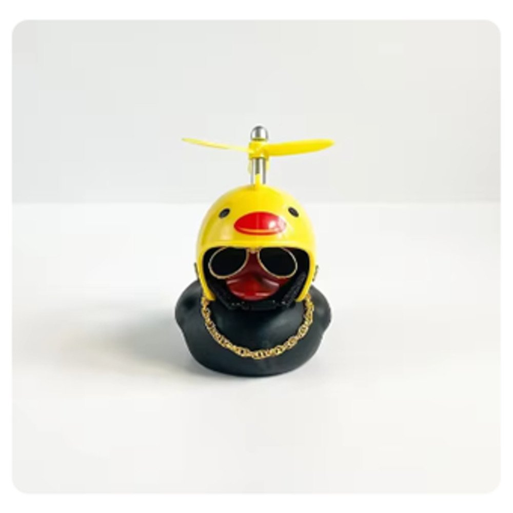アヒル 自転車 ヘルメット バイク 黒 プロペラ付き ちょいワル 車 音が鳴る 黄ヒヨ