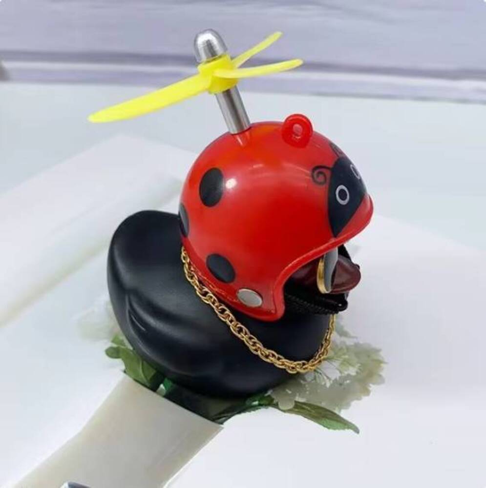 ヘルメット アヒル 自転車 バイク 黒アヒル プロペラ  ちょいワル 車 ヘルメット チキン - 画像3