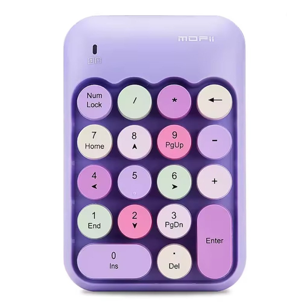 ワイヤレス テンキー 18キー ミニナンバー キーボード 多機能 オートスリープ   紫