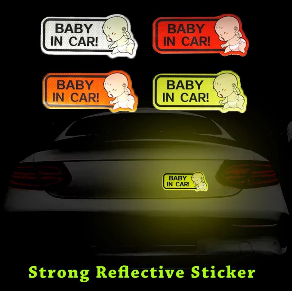 カーステッカー 赤ちゃん 安全 警告 車 反射 ベイビーインカ― 安全運転 事故防止 - 画像5