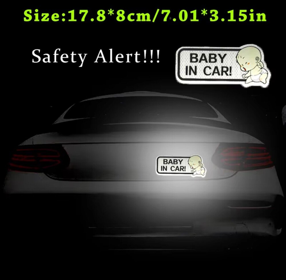 ベビーインカー カーステッカー BabyInCar 車 反射 安全  Baby in car ステッカー 白