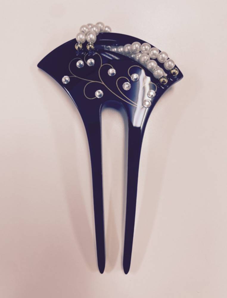 かんざし 簪 髪飾り 和装 和服 着物 浴衣 かわいい おしゃれ パール バチ型 二本差し ビーズ付