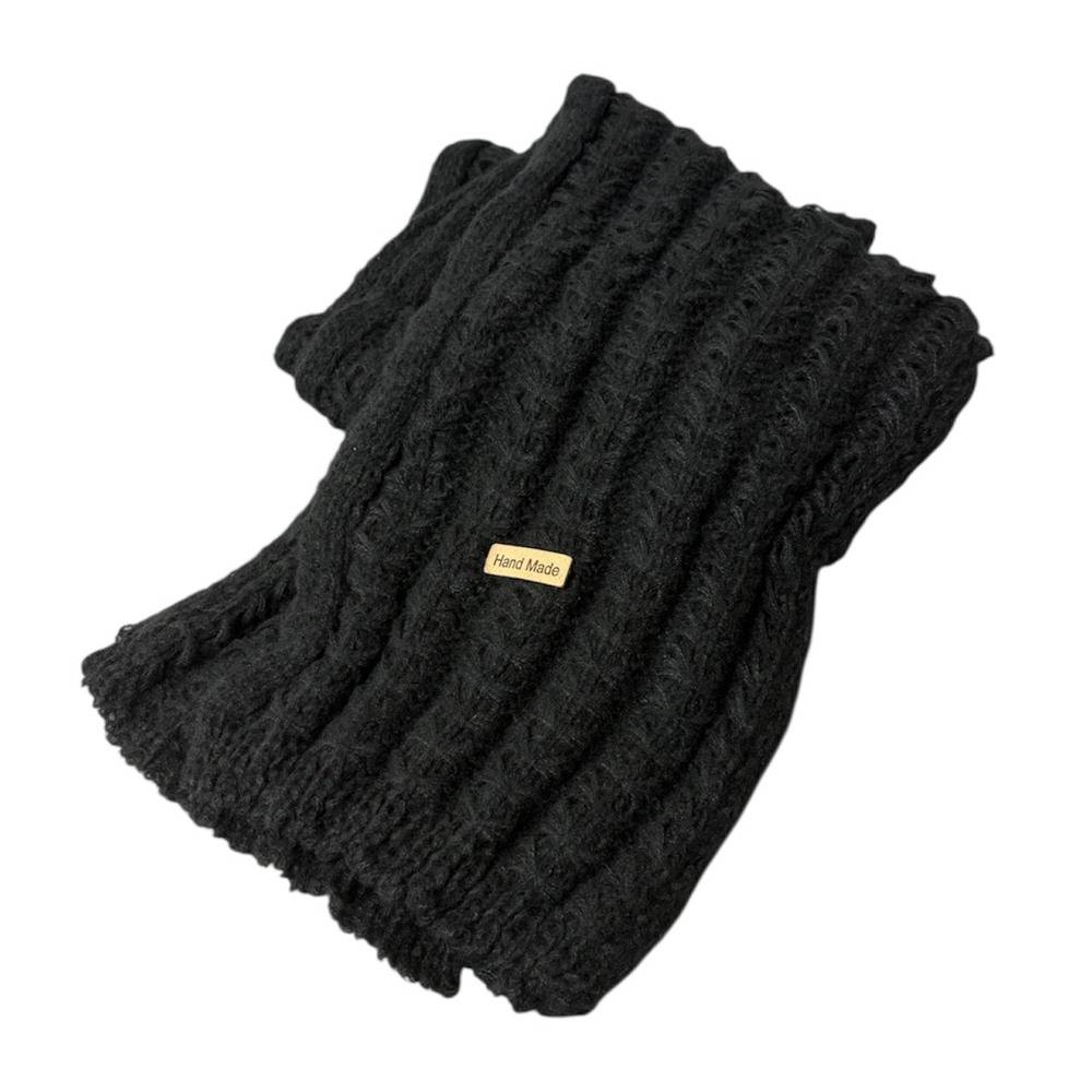 マフラー レディース 厚手 ニット ストール ショール 防寒 伸縮性 柔らかい 無地 秋冬 通 通学 黒 - 画像2
