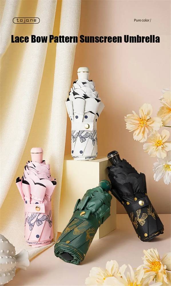 折り畳み 傘 レース 自動 女性用 UV保護 折りたたみ 雨 太陽 晴雨兼用  ブラック - 画像2