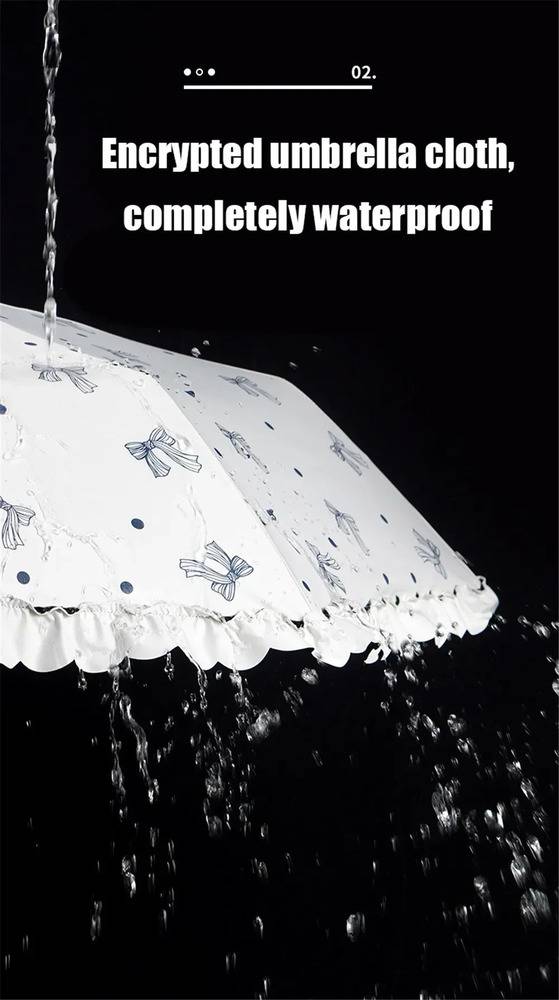 折り畳み 傘 レース 自動 女性用 UV保護 折りたたみ 雨 太陽 晴雨兼用  ブラック - 画像6