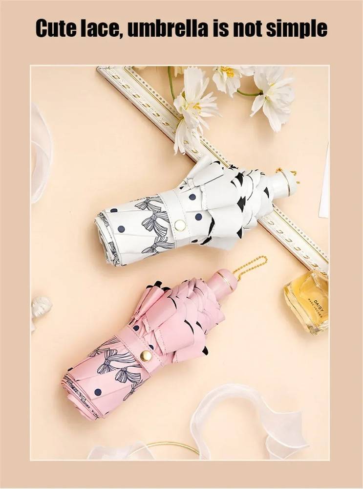 折り畳み 傘 レース 自動 女性用 UV保護 折りたたみ 雨 太陽 晴雨兼用  ブラック - 画像8