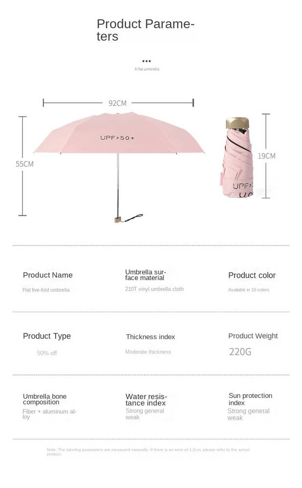 UV 可愛い シンプルデザイン 日除け 超軽量 晴雨 女性用パラソル クリーム - 画像9