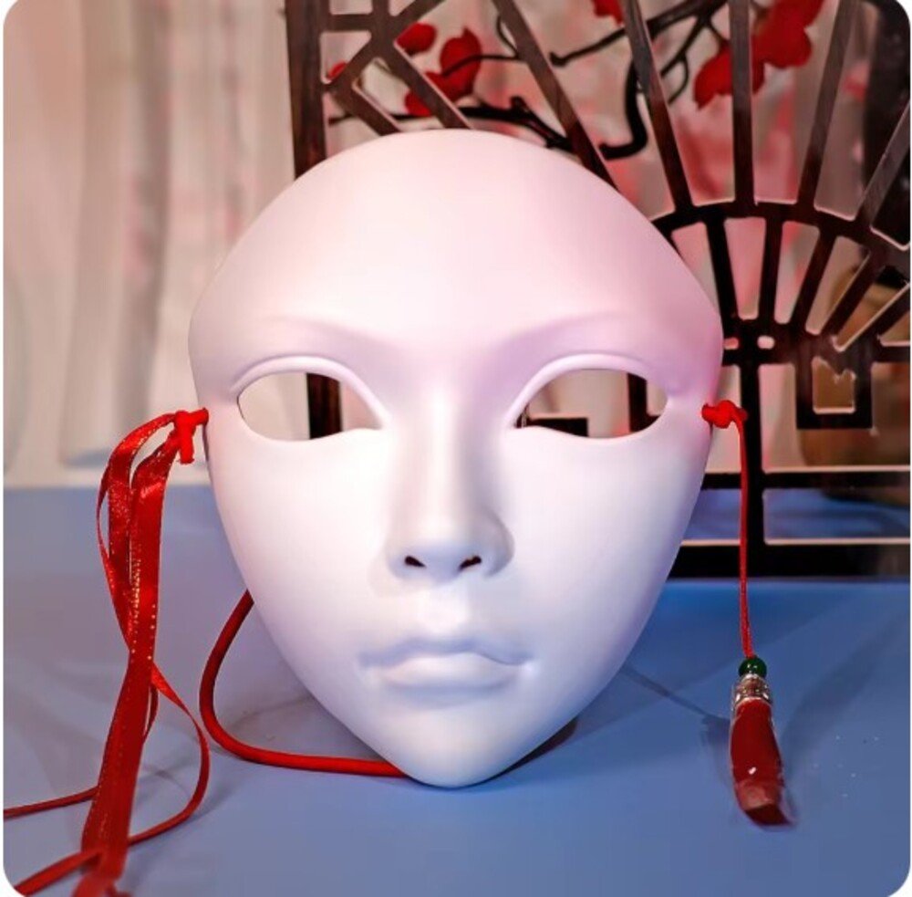 仮面 中華 装飾 アクセサリー アンティーク コスプレ イベント フェイスマスク パーティー   ホワイト