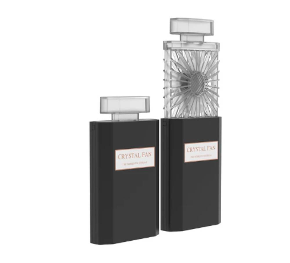 ミニポータブルファン 充電式 クリスタル 便利 ポケットサイズ 低ノイズ 小型電気  ブラック