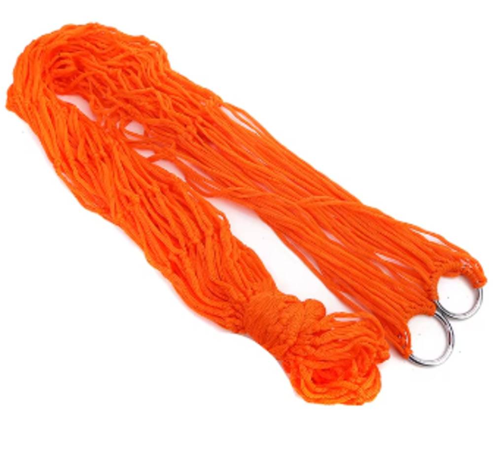 ハンモック ポータブル アウトドア スポーツ メッシュ キャンプ 庭 ビーチ 旅行  オレンジ - 画像1