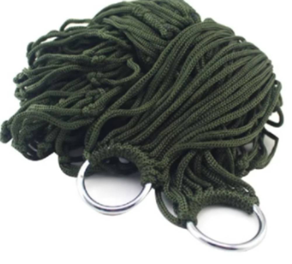 ハンモック ポータブル アウトドア スポーツ メッシュ キャンプ 庭 ビーチ 旅行  オレンジ - 画像3