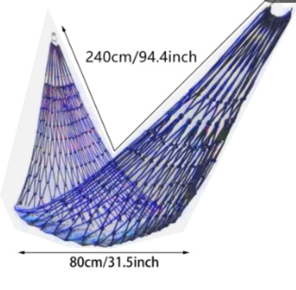 ハンモック ナイロン メッシュネット アウトドア 室内 屋外 吊り下げ 240×80cm  ブルー