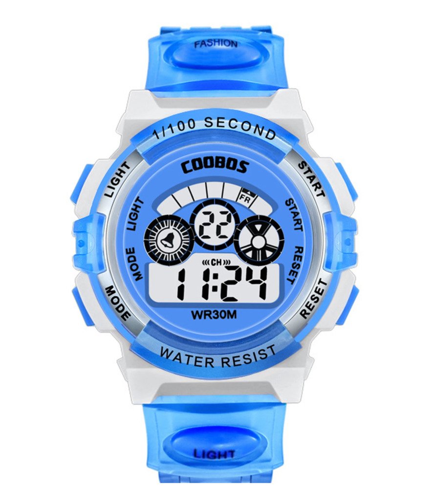 腕時計 キッズ 光る 蓄光 デジタル クール キッズ ウォッチ かっこいい   ブルー
