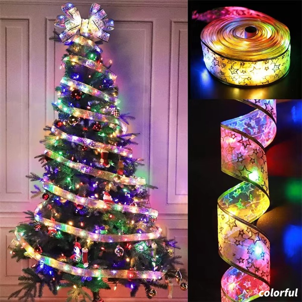 クリスマス リボンライト フェアリーライト 装飾 5m イルミネーション クリスマスツリー 