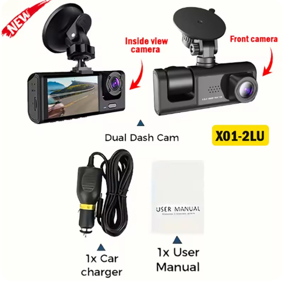 車載 DVR ドライブレコーダー 1296 2カメラ 赤外線ナイトビジョン 駐車監視 ループ録画  