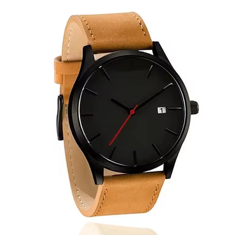 メンズ 腕時計 ミリタリー スポーツ カジュアル フェイクレザー 男性 シンプル おしゃれ ギフト 茶×黒