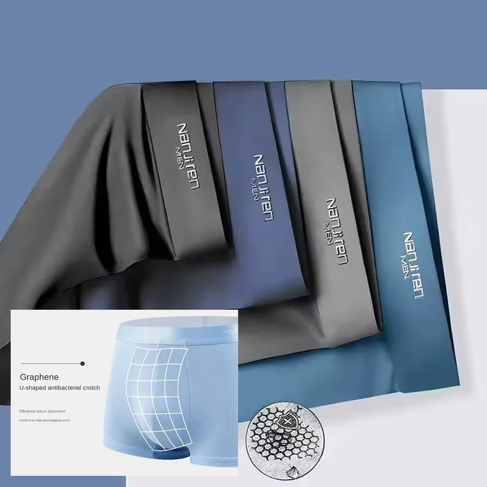 メンズ ボクサー パンツ アイスシルク 通気性 下着 4枚セット 吸汗速乾 ストレッチ 快適素材 xl