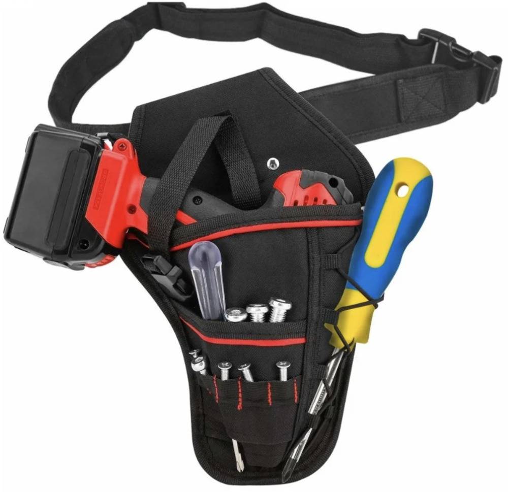 多機能 ウエスト ポーチ 工具 バッグ 防水 ドリル ツール 電気 ベルト レンチ レッド
