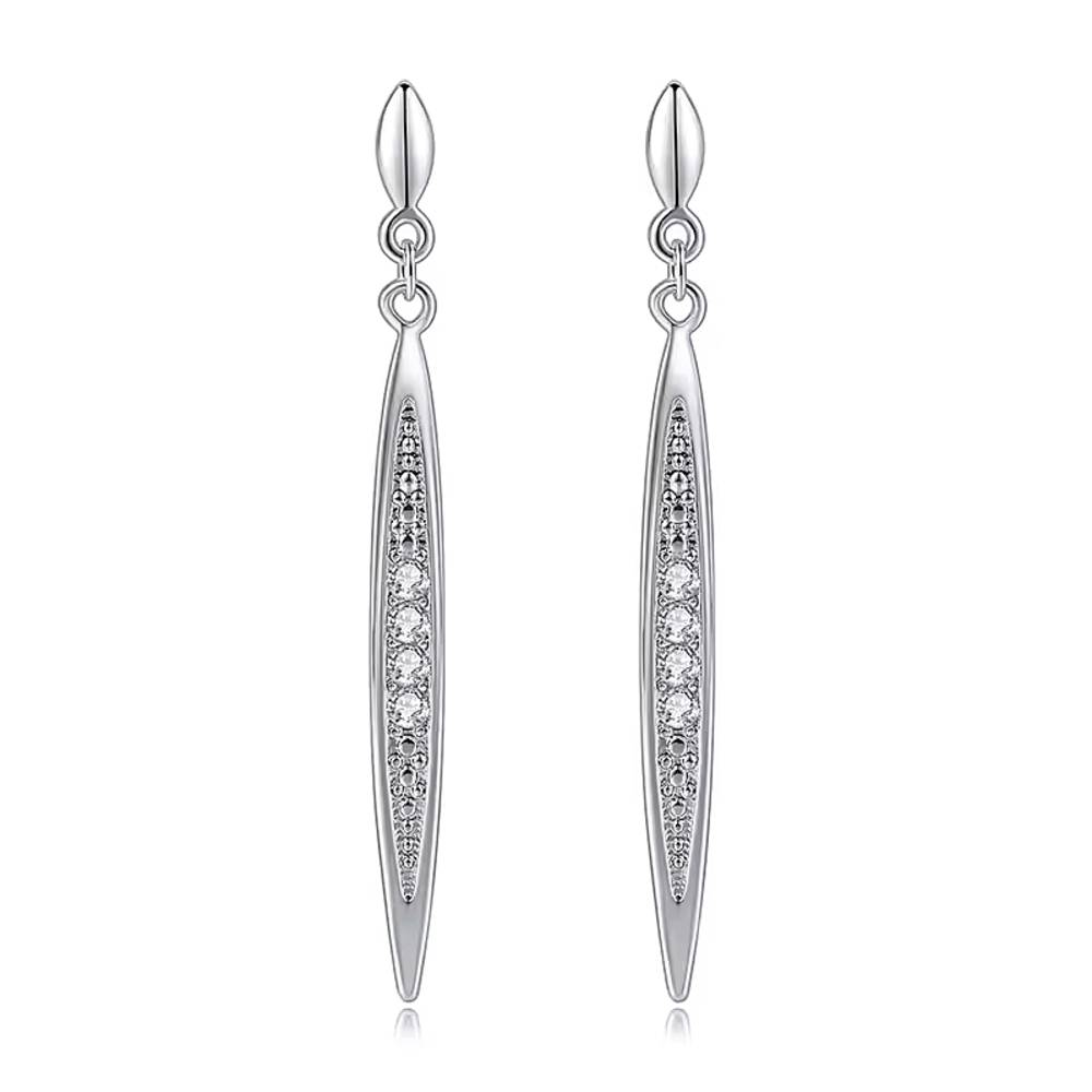 ピアス レディース ロング 揺れる 18K シルバー Stellux ラインストーン 