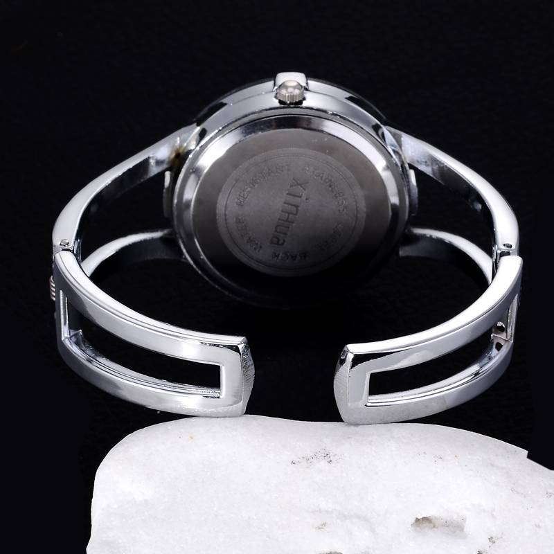 腕時計 レディース 女性用 ファッション フルスチール ブレスレットウォッチ 女性 ラインストーン 白 - 画像3