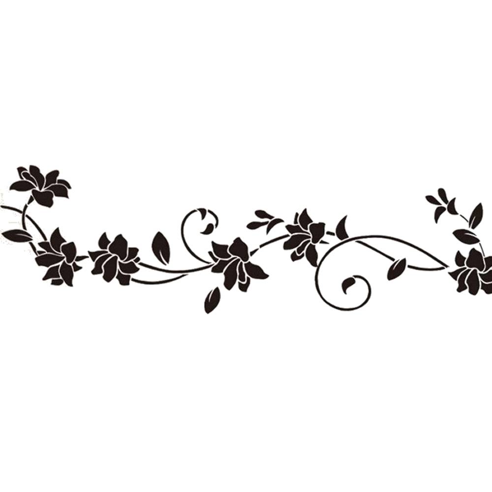 花 ウォールステッカー シール インテリア おしゃれ デカール アート 壁画 装飾 黒 モノトーン 