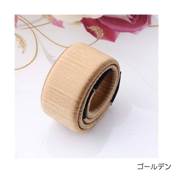 お団子 ヘアバンド ヘアアクセサリー おだんご ドーナツシェーパー リング 髪飾り  ベージュ - 画像4