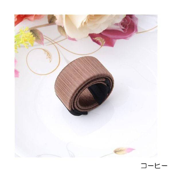 お団子 ヘアバンド ヘアアクセサリー おだんご ドーナツシェーパー リング 髪飾り  ベージュ - 画像8