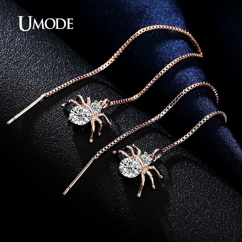 UMODE スパイダー ピアス ドロップピアス ローズゴールド ジュエリー お洒落 パーティー    ローズゴールドカラー