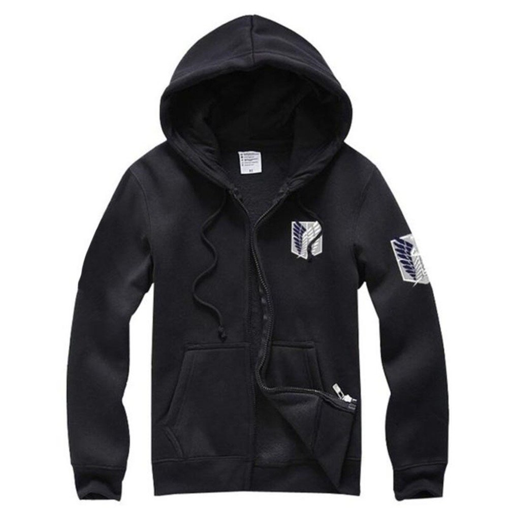 進撃の巨人 自由の翼 パーカー フード付き コスプレ 衣装 スウェット 秋冬  ブラックL