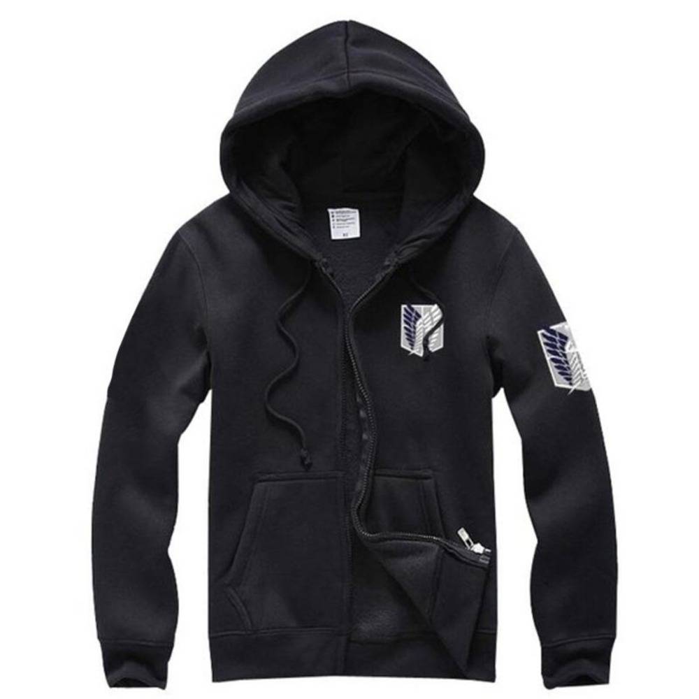 進撃の巨人 自由の翼 パーカー フード付き コスプレ 衣装 スウェット 秋冬 ブラック M