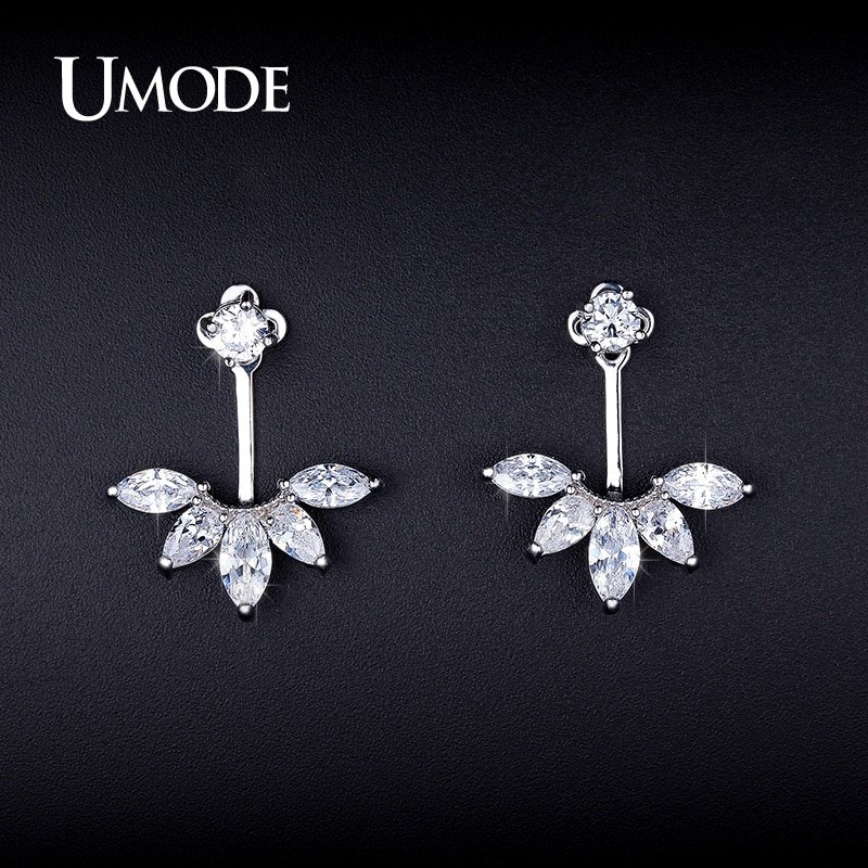 UMODE ピアス レディース シルバー フラワーデザイン AAAジルコン マーキスカット 上品 