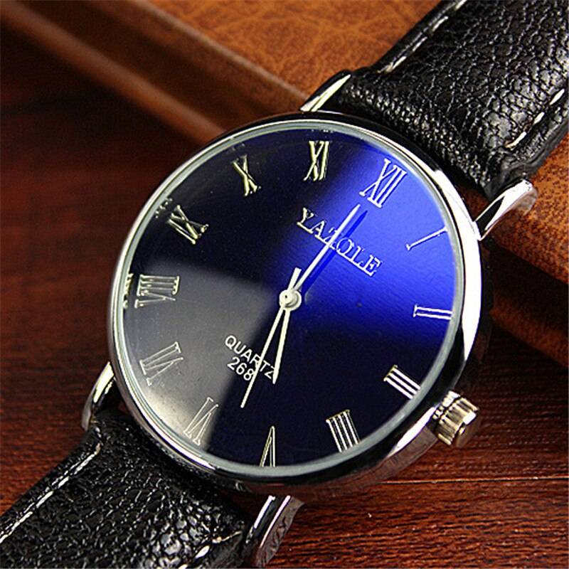 YAZOLE メンズ腕時計 クォーツ シンプル レザー ビジネス カジュアル カジュアル - 画像2